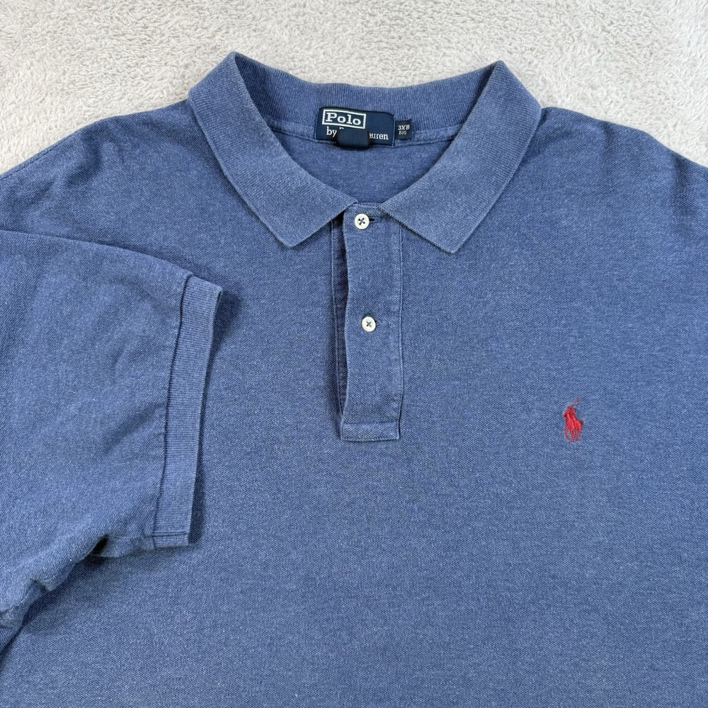 Polo Ralph Lauren Shirt Men 3XB Blue Short Sleeve Pony Collared Golf Cotton Top